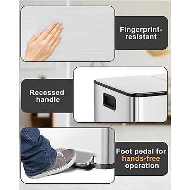 90L Stainless Steel 3-Compartment Trash Can​