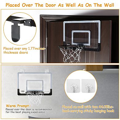 Mini Basketball Hoop Set Over-the-Door Backboard with Breakaway Rim & Pump for Indoor Play