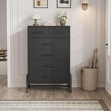 Tall 6-Drawer Dresser, Freestanding Wood Storage Chest for Bedroom & Living Room