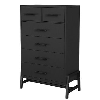 Tall 6-Drawer Dresser, Freestanding Wood Storage Chest for Bedroom & Living Room