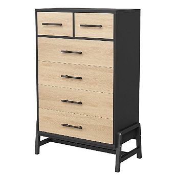 Tall 6-Drawer Dresser, Freestanding Wood Storage Chest for Bedroom & Living Room