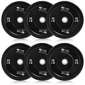 6 pc TrailBlaze Bumper Plate, Rubber Weight Plates for Strength Training & Weightlifting