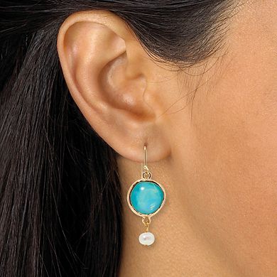 PalmBeach Jewelry Simulated Blue Opal Necklace and Earring Set
