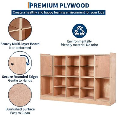 Cubby Tray Storage Cabinet with 2 Doors Wall Mounted Storage Organizer