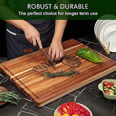 24 x 18 Inch Extra Large Acacia Wood Reversible Cutting Board with Juice Groove