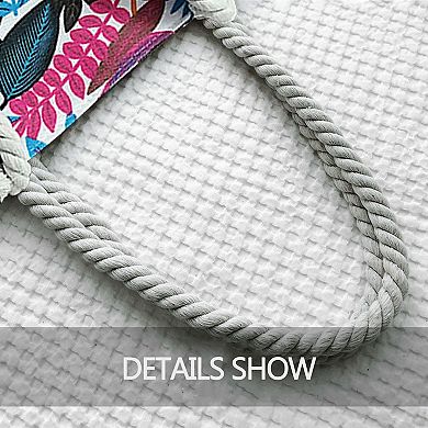 Women's Tropical Leaf Print Canvas Tote Bag - Large Capacity Shoulder Bag