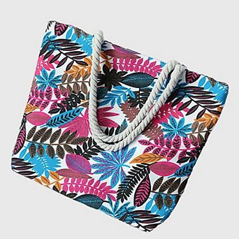 Women's Tropical Leaf Print Canvas Tote Bag - Large Capacity Shoulder Bag