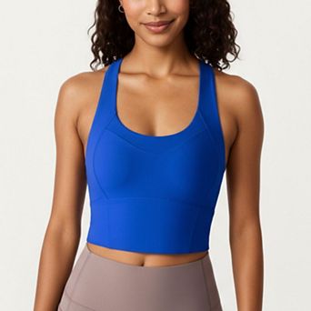 Womens's Cross Back Sports Tank Top with Scoop Neckline and Wide Supportive Band