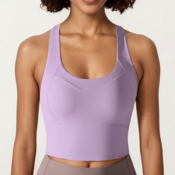 Womens's Cross Back Sports Tank Top with Scoop Neckline and Wide Supportive Band