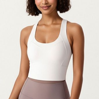 Womens's Cross Back Sports Tank Top with Scoop Neckline and Wide Supportive Band