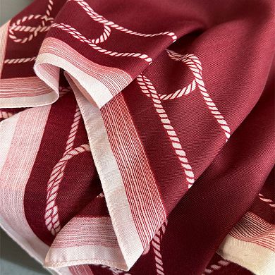 Women's Satin Square Scarf with Rope Chain Border Print 27x27in