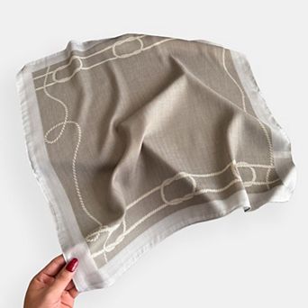 Women's Satin Square Scarf with Rope Chain Border Print 27x27in