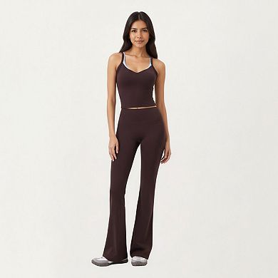 Womens's V-Neck Cropped Active Tank Top with Double Shoulder Straps