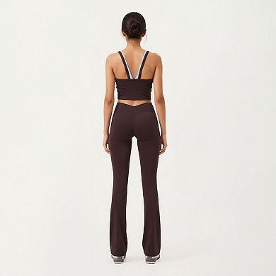 Womens's V-Neck Cropped Active Tank Top with Double Shoulder Straps