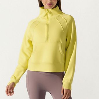 Womens's Long Sleeve Half Zip Pullover Sweatshirt with High Collar and Kangaroo Pocket