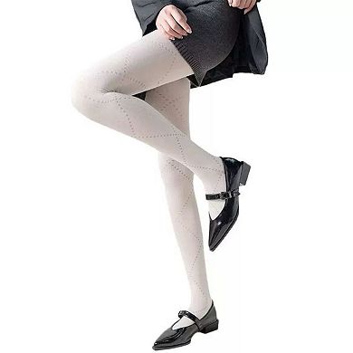 Women's Diamond Pattern Knit Tights with Stretch Fit Suitable