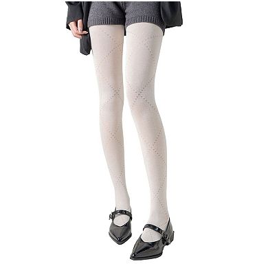 Women's Diamond Pattern Knit Tights with Stretch Fit Suitable