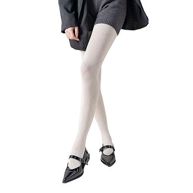 Women's Diamond Pattern Knit Tights with Stretch Fit Suitable