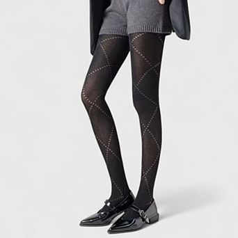Women's Diamond Pattern Knit Tights with Stretch Fit Suitable