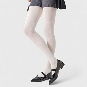 Women's Diamond Pattern Knit Tights with Stretch Fit Suitable