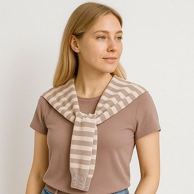 Women's Striped Knit Shoulder Sweater Accessory with Soft Lightweight Fabric 33.5x9.8 inches