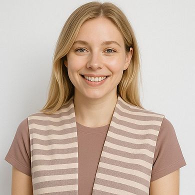 Women's Striped Knit Shoulder Sweater Accessory with Soft Lightweight Fabric 33.5x9.8 inches