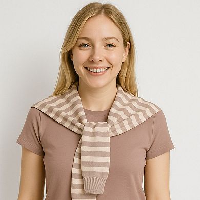 Women's Striped Knit Shoulder Sweater Accessory with Soft Lightweight Fabric 33.5x9.8 inches