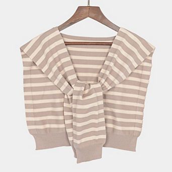 Women's Striped Knit Shoulder Sweater Accessory with Soft Lightweight Fabric 33.5x9.8 inches