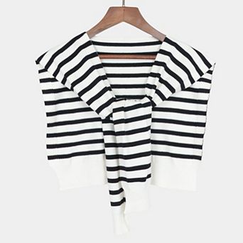 Women's Striped Knit Shoulder Sweater Accessory with Soft Lightweight Fabric 33.5x9.8 inches