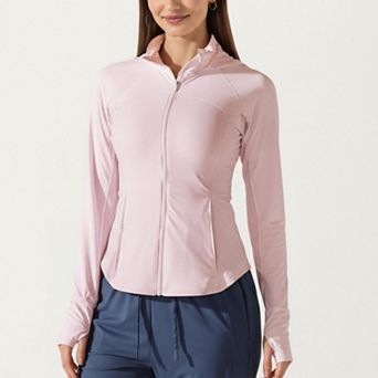 Womens's Full Zip Long Sleeve Active Jacket with Fitted Silhouette and High Neck