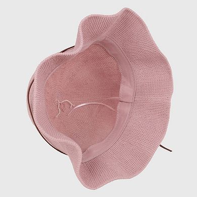 Women's Foldable Crocheted Bucket Hat with Bow Accent