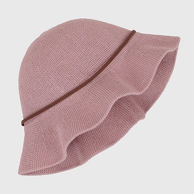 Women's Foldable Crocheted Bucket Hat with Bow Accent