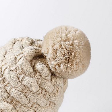 Women's Knit Trapper Hat with Pom