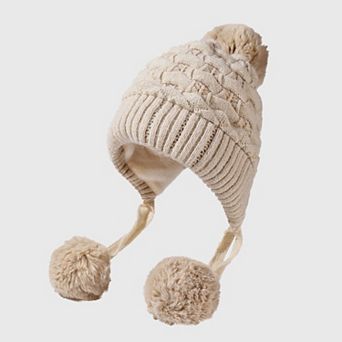 Women's Knit Trapper Hat with Pom