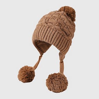 Women's Knit Trapper Hat with Pom