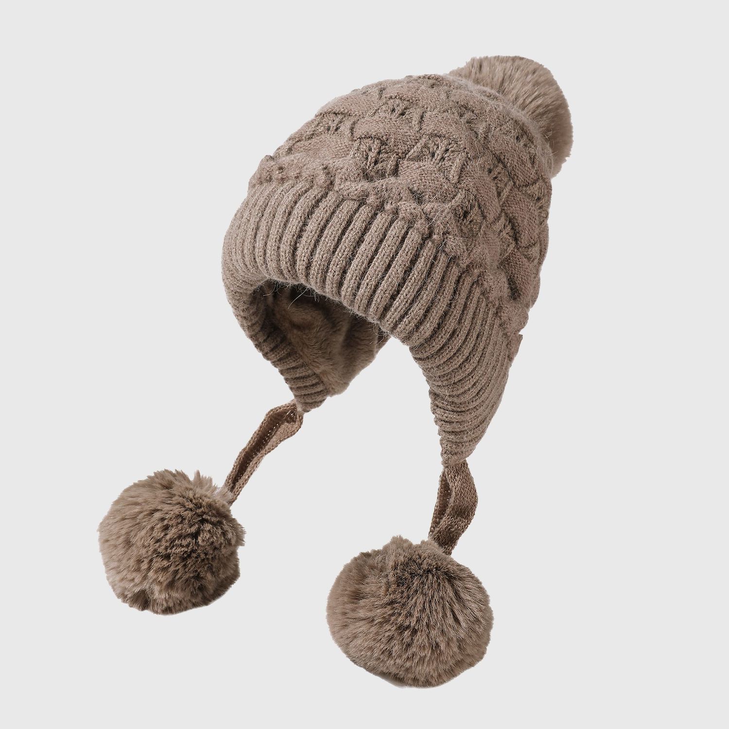Women's Knit Trapper Hat with Pom