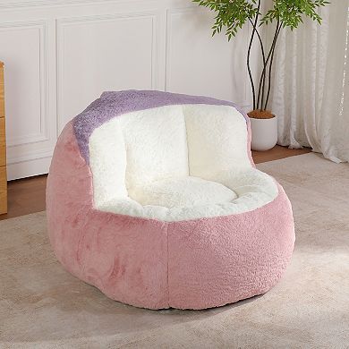 Whisen Modern Oversized Bean Bag Chairs Multicolor Faux Fur Couch Lounger Sofa