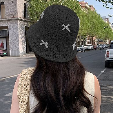 Women's Foldable Bucket Hat with Bow Accents