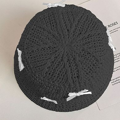 Women's Foldable Bucket Hat with Bow Accents