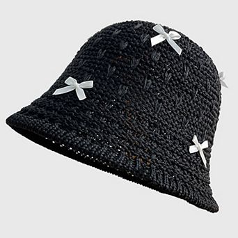 Women's Foldable Bucket Hat with Bow Accents