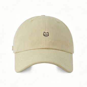 Women's Embroidered Cat Face Baseball Cap with Curved Brim and Adjustable Strap