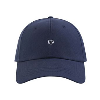 Women's Embroidered Cat Face Baseball Cap with Curved Brim and Adjustable Strap