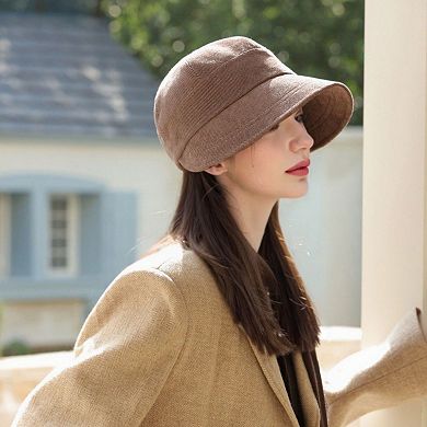 Women's Wide Brim Bucket Hat with Side Bow Detail and Structured Crown