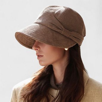 Women's Wide Brim Bucket Hat with Side Bow Detail and Structured Crown