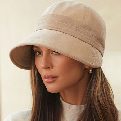 Women's Wide Brim Bucket Hat with Contrast Band and Structured Design