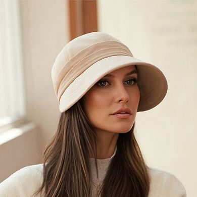 Women's Wide Brim Bucket Hat with Contrast Band and Structured Design