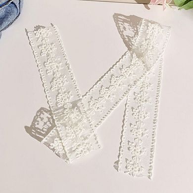 Women's Sheer Floral Lace Belt with Long Tie Ribbon Accent 53in