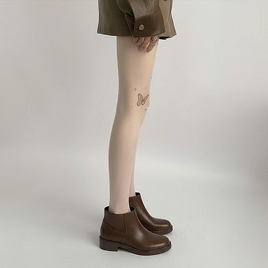Women's Sheer Butterfly Print Tights with Subtle Sparkle Star Accents and Stretch Fit