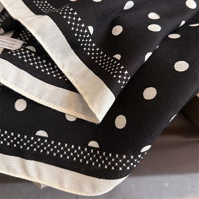Women's Polka Dot Satin Square Scarf with Contrasting Border Trim 27x27in