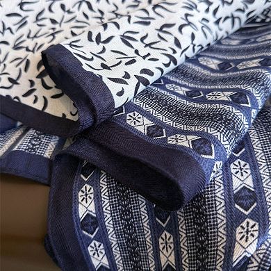 Women's Geometric and Leaf Print Satin Square Scarf with Contrasting Patterns 27x27in